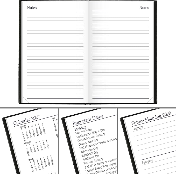 AT-A-GLANCE 2027 Planner, Weekly & Monthly, 2.75" x 4.25", Pocket Size Fine Diary, Faux Leather Hardcover, Black (72010527)