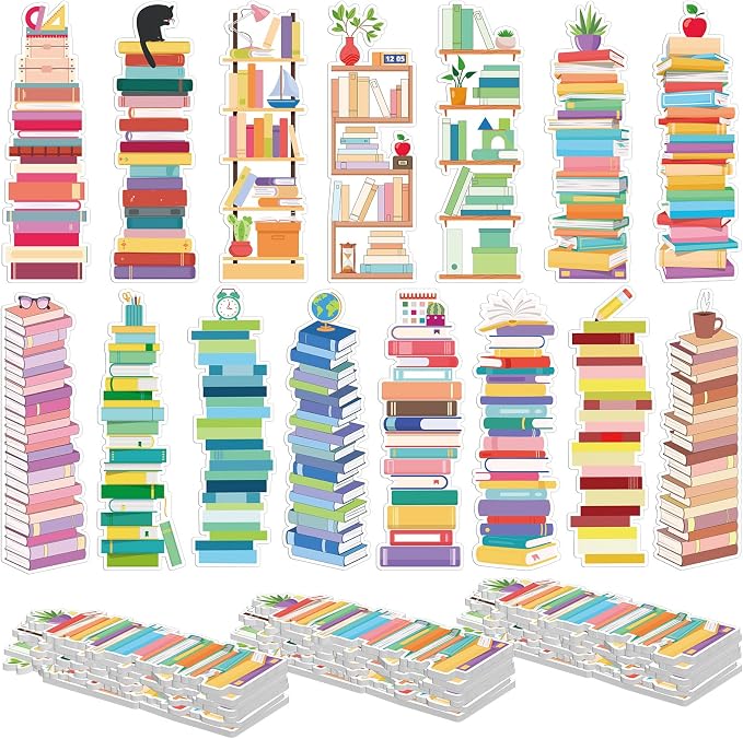 Kolldenn 150 Pcs Book Tracker Bookmarks Bulk 6.3 x 1.97 Inch Bookshelf Love to Read Bookmarks Paper Tracking Double Sided Reading Page Markers for Back to School Reading Lover(Book)