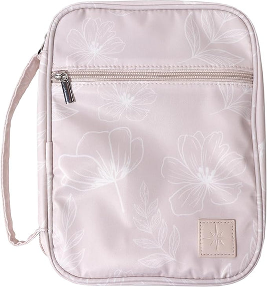 Idyllic Grace - Flowers & Cream - Bible Cover - Bible Tote Bag - Zippered Bible Carrying Case - Handle - Bible Accessories - Christian Gifts - Holds Pens - Notes - Bibles - Size: 7.5 x 10 x 2.5 inches