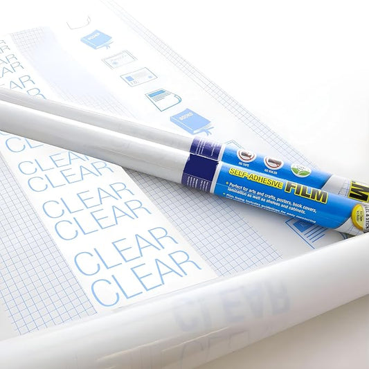 Clear Contact Paper Roll for Books – 17.5 in x 54 in | Self Adhesive Clear Laminate Book Cover Film | Easy Peel Protective Wrap for Books, Documents, Labels & More – 1 Roll