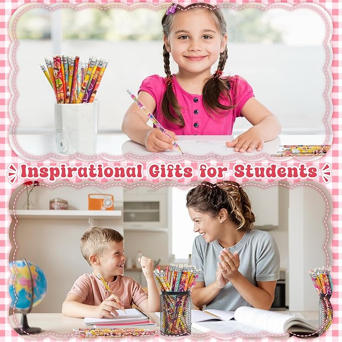 24 Pcs Happy Birthday Pencils for Students, Bulk Colorful Pencils with Top Erasers for Kids, Wood Writing Instruments for Teachers Classrooms Reward Birthday Party Supplies, 12 Assort Style