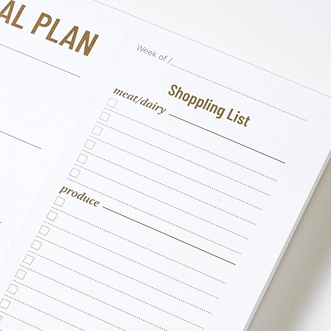 Weekly Meal Planner - Undated Magnetic Notepads with Grocery List, 7" x 9", 52 Weeks, Meal Planning Pad for Refrigerator Door with Tear-Off Shopping List, Food/Menu Organizer Notepad