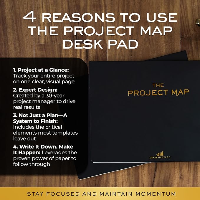 Map Desk Pad Project Notebook - One-Page Project Planner for Business Owners to Stay Focused, Project Management, and Achieve Results with a Success Mindset