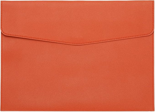 PATIKIL PU Leather A4 File Folder, Document Holder Filing Organizer Portfolio Envelope Folder Case with Snap Closure for Letter Receipt Style 2, Orange