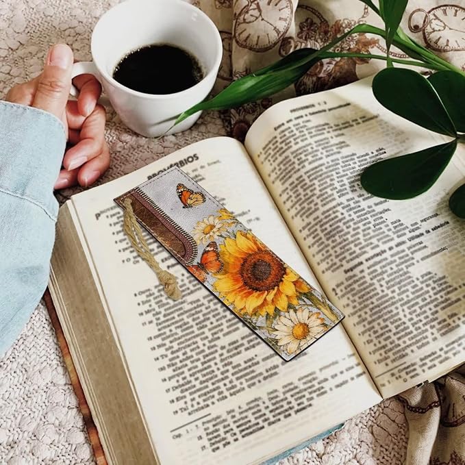 Sunflower Butterfly Bookmarks for Women Book Lover Bookish Book Marker with String for Bookworms Sunflower Bookmarks for Men Boys