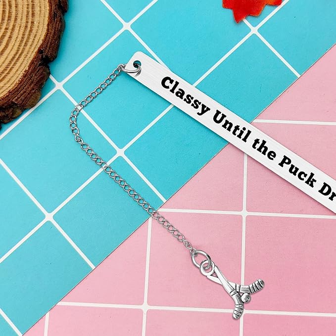 Ice Hockey Bookmark Gifts for Hockey Lovers Coach Christmas Birthday Gifts for Boys Girls Daughter Son Hockey Players Jewelry Inspirational Hockey Bookmark Gifts