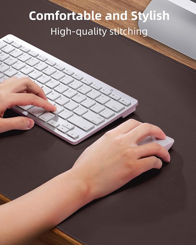 AFIING Desk Pad Protector 23.6" x 13.7" - Non-Slip Waterproof PU Leather Desk Mat for Mouse, Keyboard, Laptop, Office and Home Workspace (Coffee Brown)
