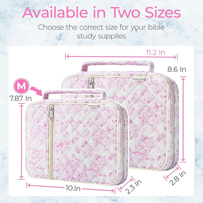 WOBAGMEN Bible Cover Case for Women,Large Bible Tote Bags Organizer Quilted Carrying Case for Girls,Bible Study Supplies Accessories Christian Gifts for Women (Purple Floral, M)