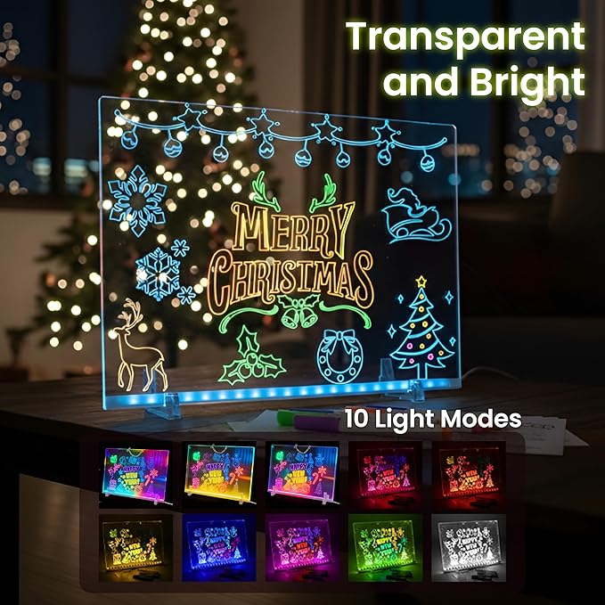 Led Drawing Board,13 Light Effects, Include Adapter, Drawing Paper, Glow Doodle LED Note Board with Colors, Neon Light Up Drawing Tablet, Gifts for Kids, Easter Gifts for Girls, Birthday Gift Ideas