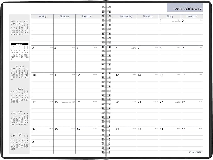 AT-A-GLANCE 2027 Planner, Monthly, 14-Month Dec-Jan, 8" x 12", DayMinder, Black (G4700027)