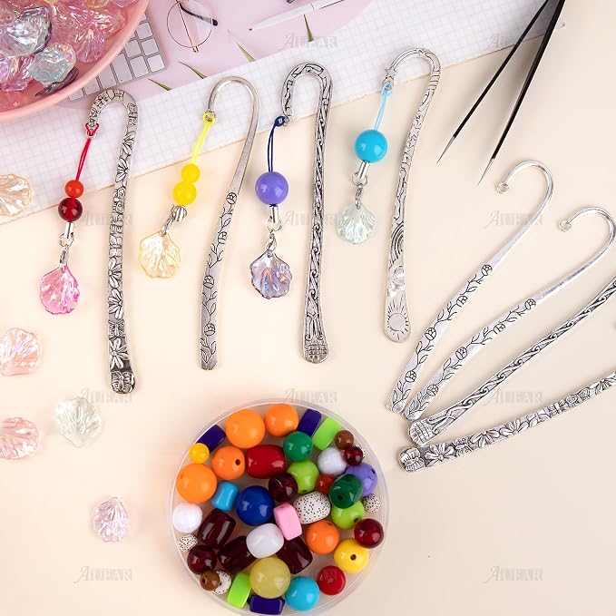 AUEAR, 12 Pack Metal Bookmark Hairpin Hook Bookmarks with Loop for DIY Crafting