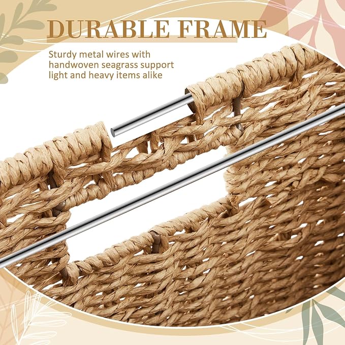 Jingmore Woven Seagrass File Storage Boxes, Decorative Hanging File Organizer with Lid for Home Office, Letter Size, 2 Pack