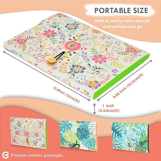 CNK File Folders Organizer with 13 Pockets Accordion Expanding Folder Documents Receipt Document Paper Pocket Filing Accordian Important Expandable Holder Files Alphabetical Labels Letter