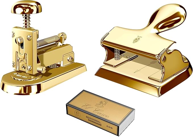 El Casco Stapler & Hole Punch 23K Gold SET-7L