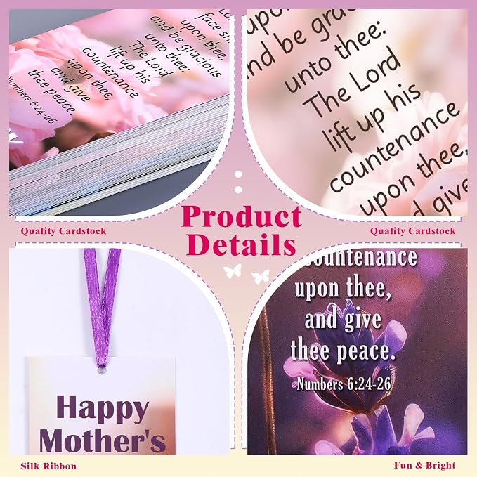 Dispowreath 60 Pcs Religious Mother's Day Bookmark Numbers 6: 24-26 Church Mother Bookmarks Christian Exchange Gifts for Kids Adult Church School Classroom Prizes Party Favors