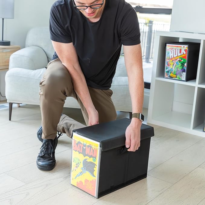 Comic Vision Comic Book Storage Box and Comic Book Display [Patent Pending] - Removeable, enclosed top - 2pack