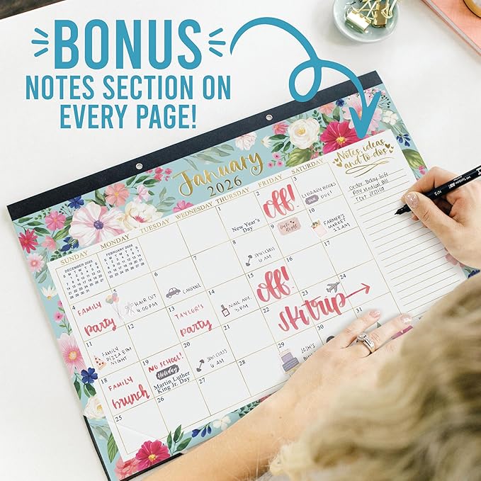 Hadley Designs Large Teacher Desk Calendar 2026-2027 - Desktop Calendar 2026, 18-Month Desk Calendars for Home, Office & Classroom, Cute Classroom Must Haves, Teacher Appreciation Gifts