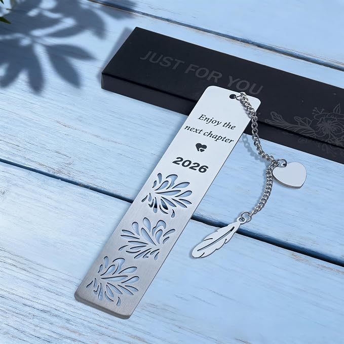 Happy Retirement Gifts 2026, Graduation Bookmark, Enjoy The Next Chapter, Stainless Steel Bookmark for Women Men, Retirement Gifts for Coworker, Teacher Appreciation Gift, Graduation Gifts, Silver