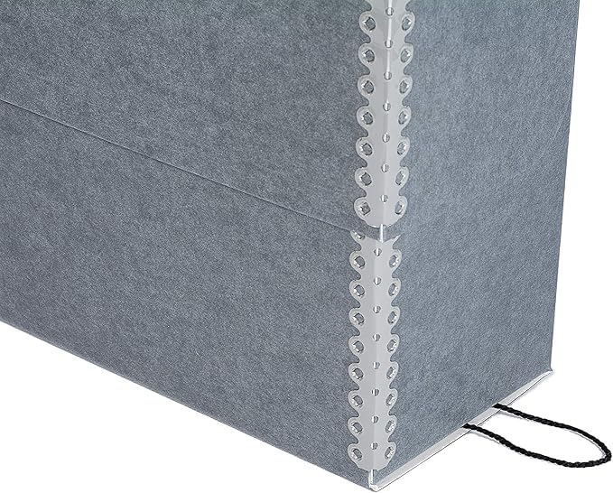 Lineco Archival Document Storage Box with Metal Edge, Acid-Free Gray Boxboard, Organize and Store Files, Prints, Photos, Letter-Sized Case 12.5" x 10.5" x 5" Wide, Pack of 2