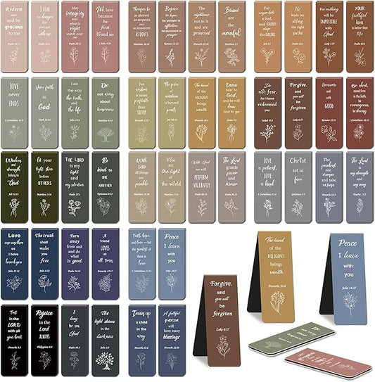 96Pack Magnetic Bookmarks Bible Bookmark Christian Bookmarks Bulk Book Marks for Reading Women Men Adults Kids Book Lovers Gifts, Cute Personalized Religious Magnet Bookmark Clips (Morandi)