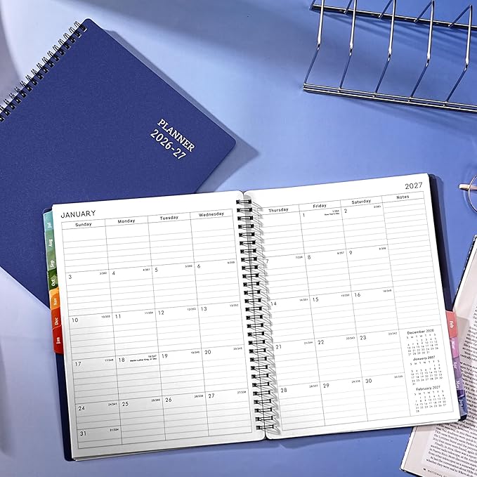 Planner 2026-2027 - Academic Planner from July 2026 - June 2027, 8" x 10", Calendar Planner 2026-2027, Weekly and Monthly Planner Spiral Bound, Flexible Cover, To-Do List, 12 Monthly Tabs