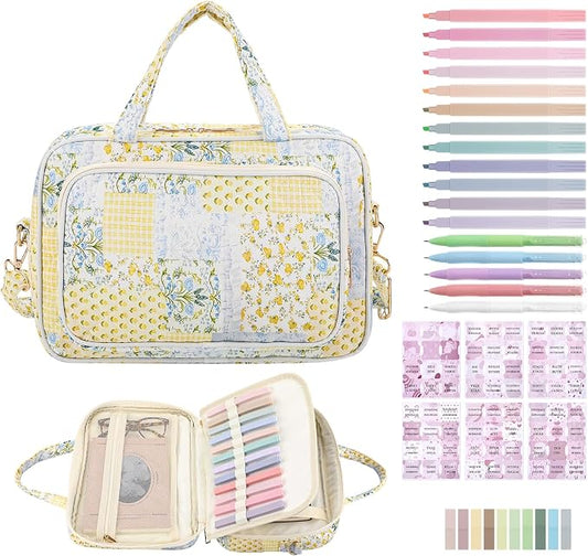 BESARME Bible Bags for Women, Large Bible Cover Case with Strep Mother's Day Gifts Journaling Supplies Christian Gifts for Women(Spliced Flower)