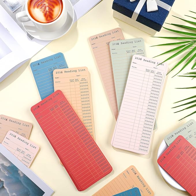 60 Pcs 2026 Reading Log Bookmark 3 x 7.9 Inch Reading List Bookmark Book Lovers Gift Macaron Color Library Book Tracker Notecards for Back to School Gifts Teachers Students Library Accessories