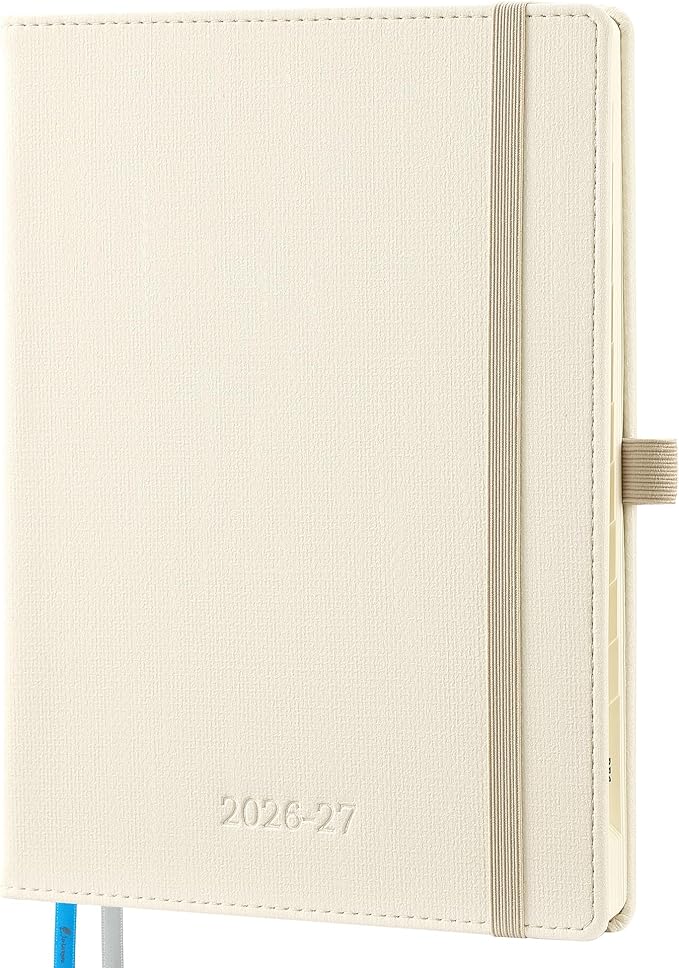 Planner 2026-2027 Weekly & Monthly Planner, 18 Month Academic Calendar July 2026 – Dec 2027, Horizontal Layout with Monthly Tabs, Textured Fabric Hardcover, White
