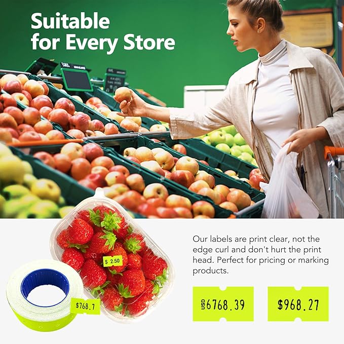 30 Rolls 15000 Price Gun Labels for Mx-5500 White Price Marker Stickers, Super Sticky Label Paper Tag Labels (Yellow)