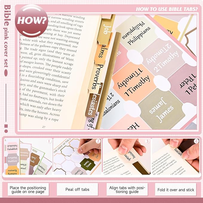 Bible Cover Case for Women Pink Leather Floral Bible Storage Bag with Highlighters Tabs for Girls Bible Study Supplies Accessories Christian Gifts