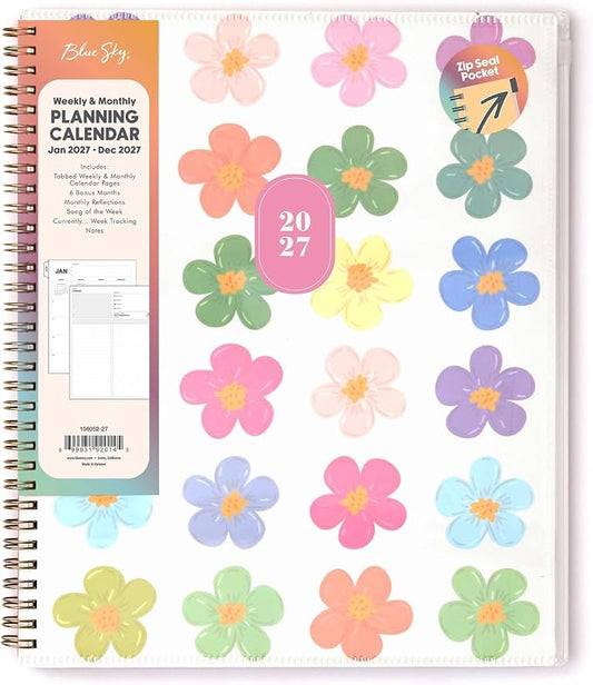 Blue Sky Gen Z 2027 Weekly and Monthly Planner Calendar, January 2027 - December 2027, 8.5" x 11", Flexible Cover With Zip Pouch, Durable Twin Wire Binding, Laminated Tabs, Storage Pocket, Capri