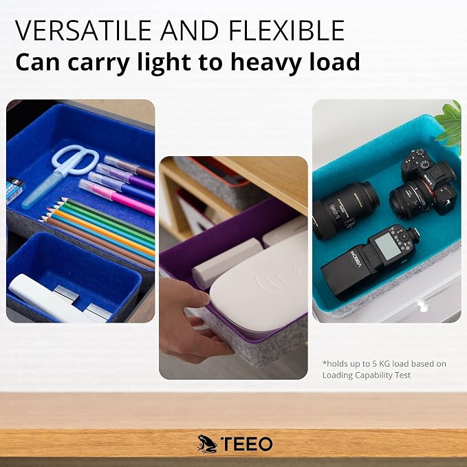 Teeo - Organizers for Drawers - Kitchen Drawer Organizers and Storage - Small Organizer Bins - Makeup Drawer Organizer - Home Office Desk Dividers Compartment Organization - Pack of 7, Royal Blue