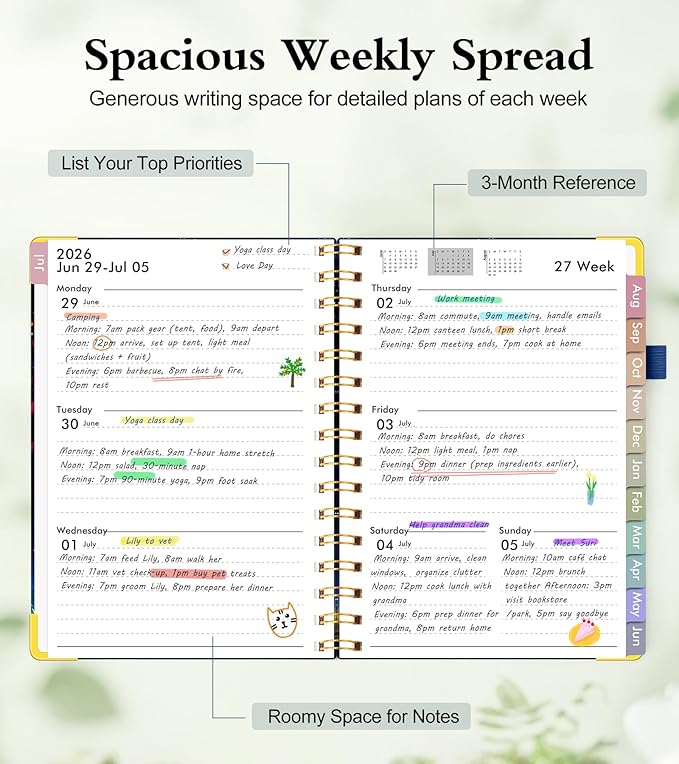 Academic Planner 2026-2027, Hardcover Weekly and Monthly Calendar Planner from July 2026 - June 2027, Daily Agenda Planners with Tabs, College School Organizer for Student Teacher, A5 (6.1" x 8.2"), Starfall Range