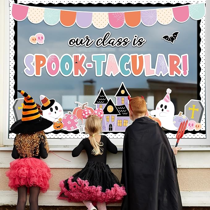 Halloween Classroom Bulletin Board Decoration Halloween Ghost Bulletin Board Set Decor Pink Black Ghost Boo Cutouts Our Class is Spook-Tacular Classroom Decoration for School Home Wall Party Decor