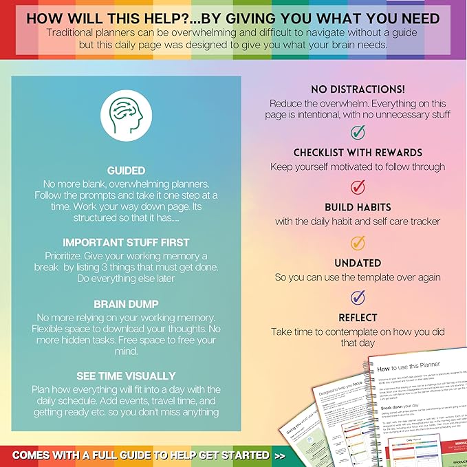 ADHD Daily Planner for Neurodivergent Adults - Productivity Daily Planner & Task Management to Stay Organized and Focused (Colorful)