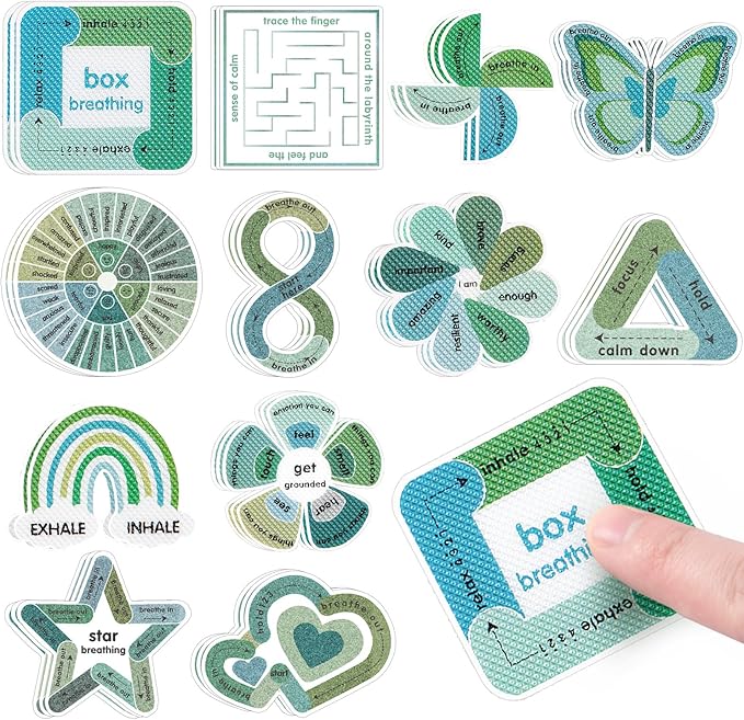 Mood Calming Sensory Stickers, 36PCS Textured Anxiety Strips for Kids Adults, Tactile Breathing Mindfulness Fidget Sticker for Classroom Office Desk