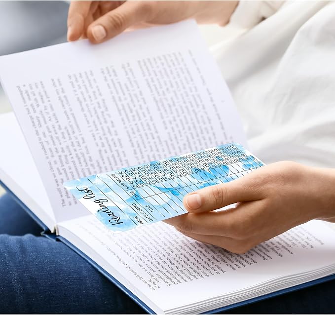 80pcs Bookmark Reading List Library Card Book Tracker Notecards for Student Lover Prize Teacher School Bookworm Accessories Blue