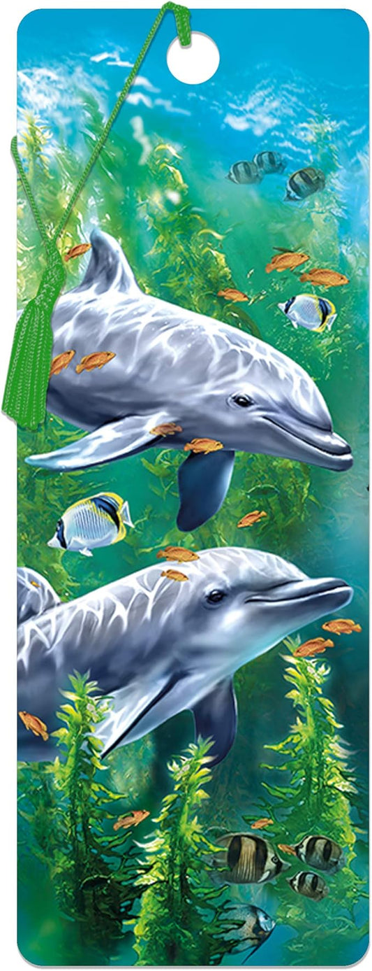 3D LiveLife Bookmark - Dolphin Kelp Bed from Deluxebase. Cute Lenticular Dolphin Page Marker. Animal Themed Accessories for Book Lovers. Small Gifts for Men, Women, Writers and Teachers.