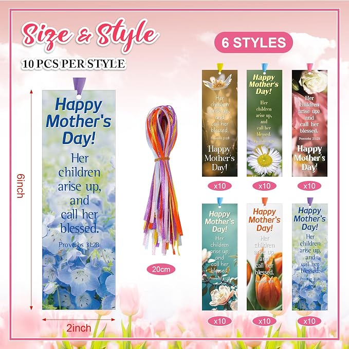 Dispowreath 60 Pcs Mom Proverbs 31: 28 Religious Christian Bookmarks Church Bookmarks Gift for Teens Men Women Church Home Party Favors