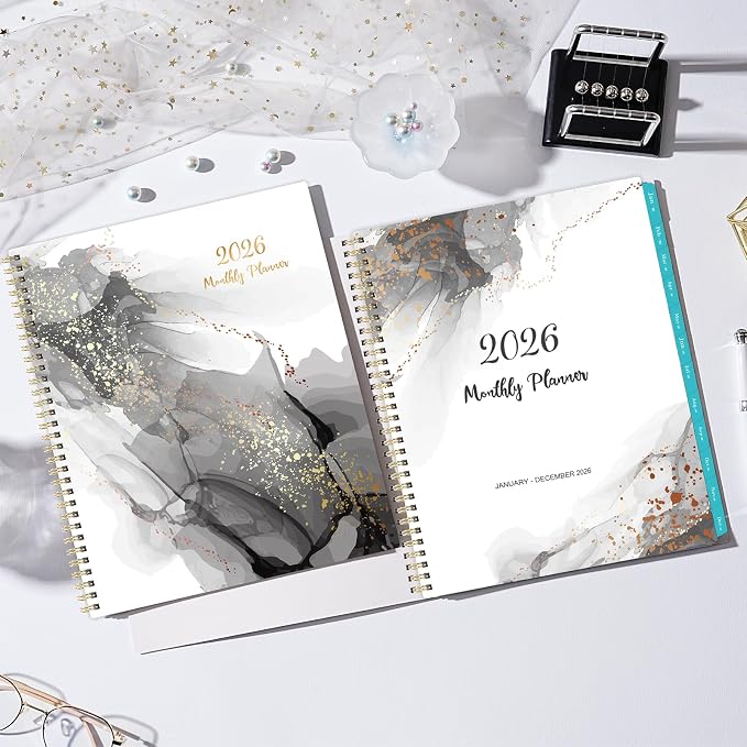 2026 Monthly Planner - Monthly Calendar 2026 from January 2026 - December 2026, 8.75'' x 11'', Calendar Planner With Tabs, Inner Pocket, Black