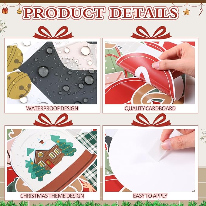 Christmas Fireplace Bulletin Board Set Cozy Christmas Vibes Classroom Decorations Colorful Banner Snowflakes Xmas Tree Gifts Snow Globe Cutouts with Buffalo Plaid Borders for Holiday Display