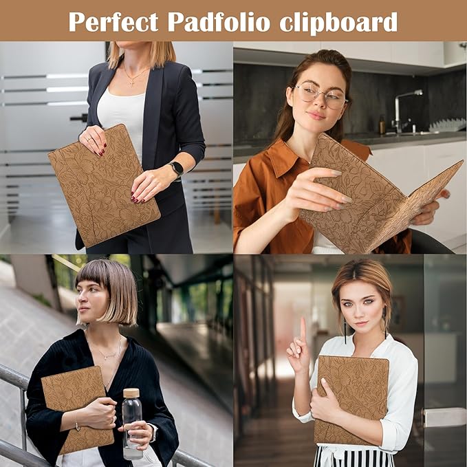 AZXCG Embossed Padfolio Portfolio Binder,Interview Resume Folder with Business Card Holder,Portfolio Folder with Document Organizer,A4 Legal Pad Holder for Men &Women
