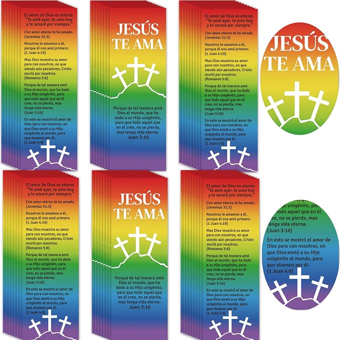 120Pcs Spanish Bible Bookmarks Religious Valentines Christian Books of Bible Bible Verse Prayer Scripture Jesus Loves You Bookmarks Gospel Tracts for Sunday School Office (Jesus TE AMA, 120)