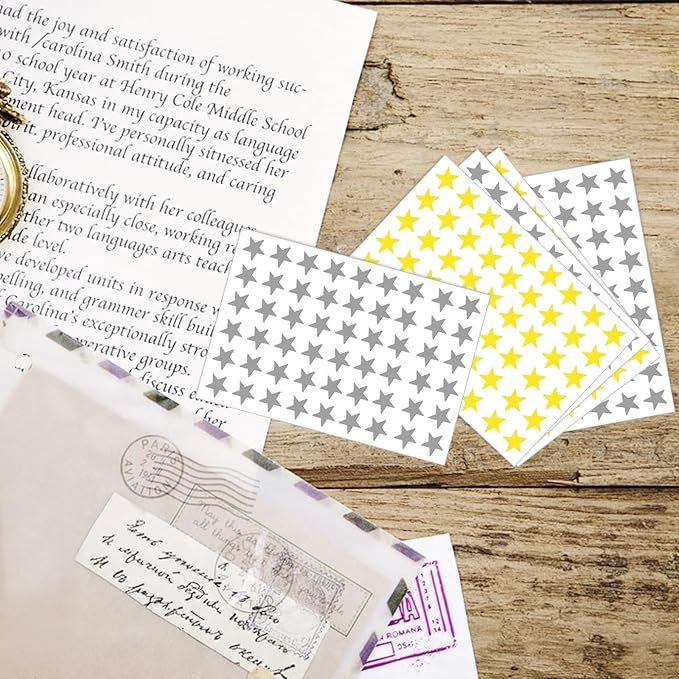 2160PCS Silver Gold Star Stickers, 40 Sheets Gold Star Stickers for Kids Reward 1.3cm/0.5 Inch Small Stars Sticker Mini Incentive Stars Sticker for Kid School Reward Crafts Decoration(Golds, Silver)