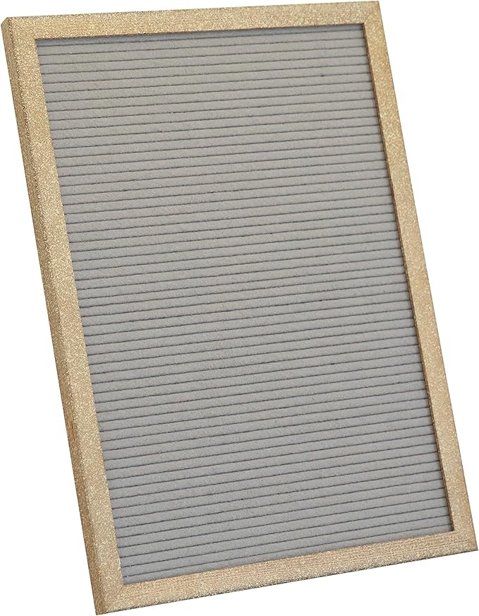 HBCY Creations 12"x17" Felt Letter Board - Solid Wood Frame - Weathered Wood - Gray Felt - 389 PP Letters Including Numbers, Symbols, Icons - Canvas Carrying Case