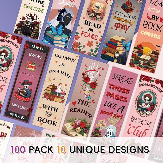 100 Dark Romance Bookmarks - 10 Edgy Double-Sided Designs for Spicy Book Lovers, Morally Gray & Romantasy Fans (Dark Romance)