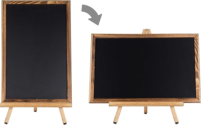 MyGift 18-Inch Burnt Wood Erasble Chalkboard Sign with A-Frame Easel Stand, Tabletop Menu Board, Wedding and Events Chalboard Signage