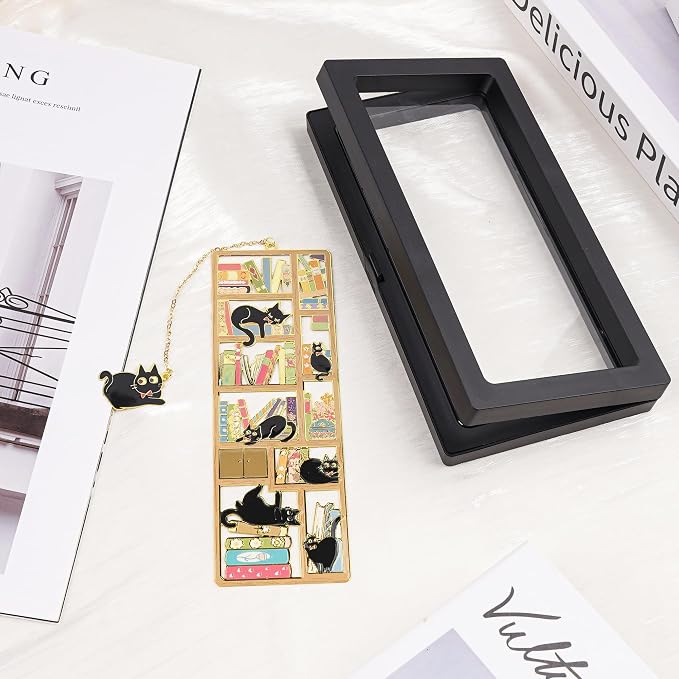 Metal Black Cat Bookmark Gifts - Enamel Cute Animal Book Marks with Cat Charm, Funny Book Lover Present for Men Women Friend Teacher Birthday Christmas Graduation