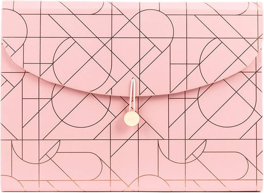 U Brands Modern Pretty Fashion Expandable File Folder, Letter Size, 13 Pockets, Pink