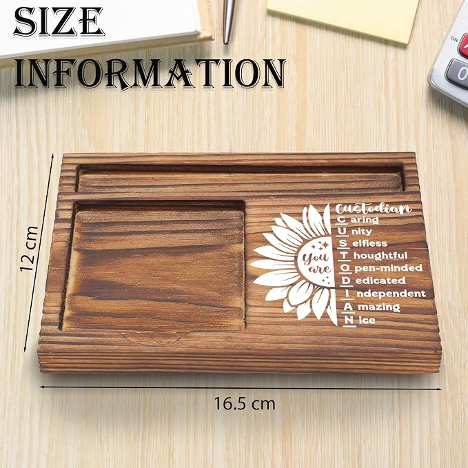 Custodian Sticky Note Holder, Thank You Appreciation Gifts for Custodians, Office Desk Organizer, Employee Recognition Desk Accessory TZP114
